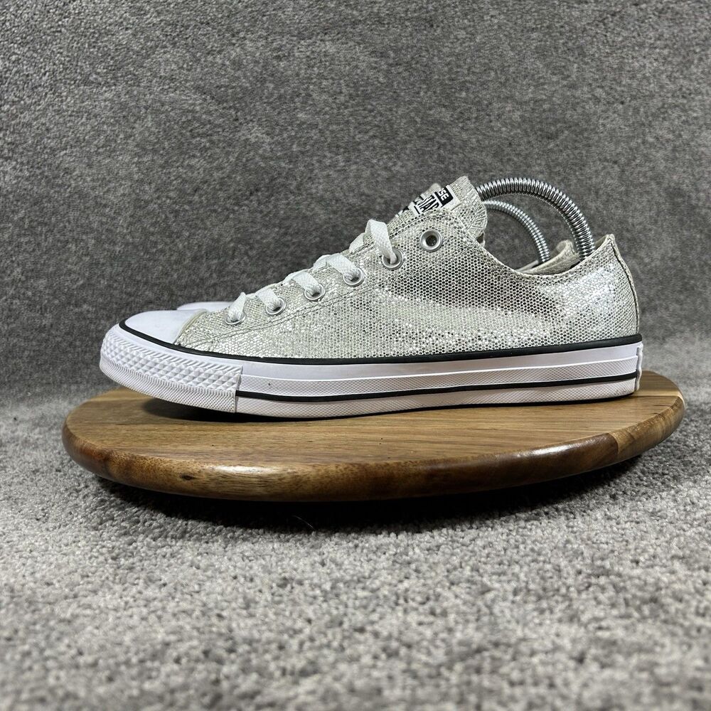 Converse Chuck Taylor All Star Women’s Size 10 Silver Glitter Casual Shoes Used - Picture 6 of 13